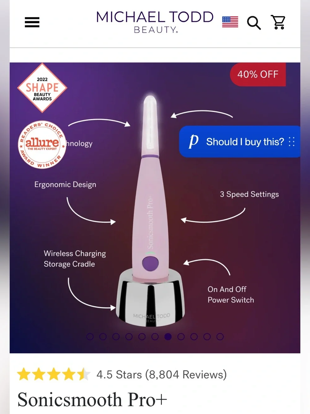 SONICSMOOTH PRO + 2 IN 1 FACIAL EXFOLIATION & PEACH FUZZ HAIR REMOVAL SYSTEM